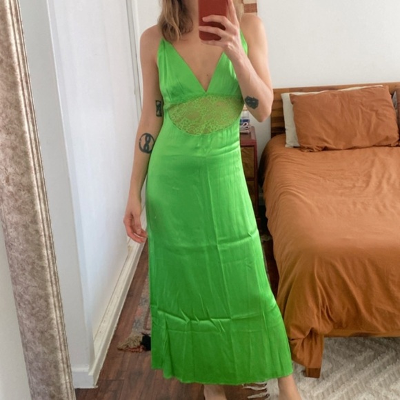 Zara | Dresses | Green Dress Neon Zara New Size Small S | Poshmark